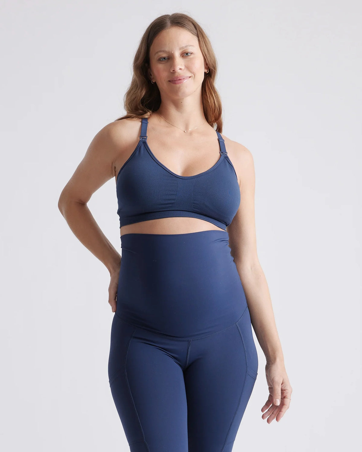 Seamless Low Impact Maternity & Nursing Sports Bra - XS / Navy Main image