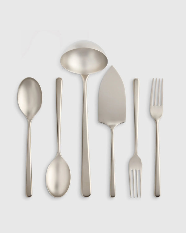 Gia Minimalist 6 Piece Serving Utensil Set - One Size / Polished Stainless Steel