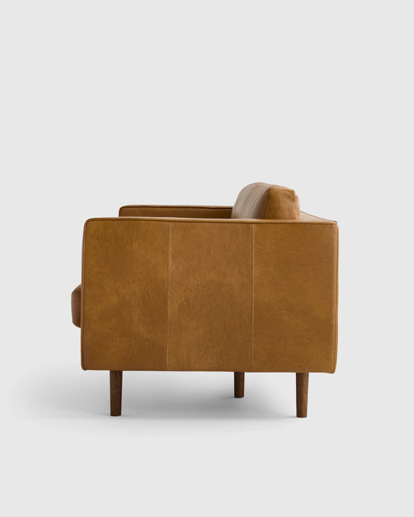 Italian Leather Midcentury Sofa - One Size / Chestnut