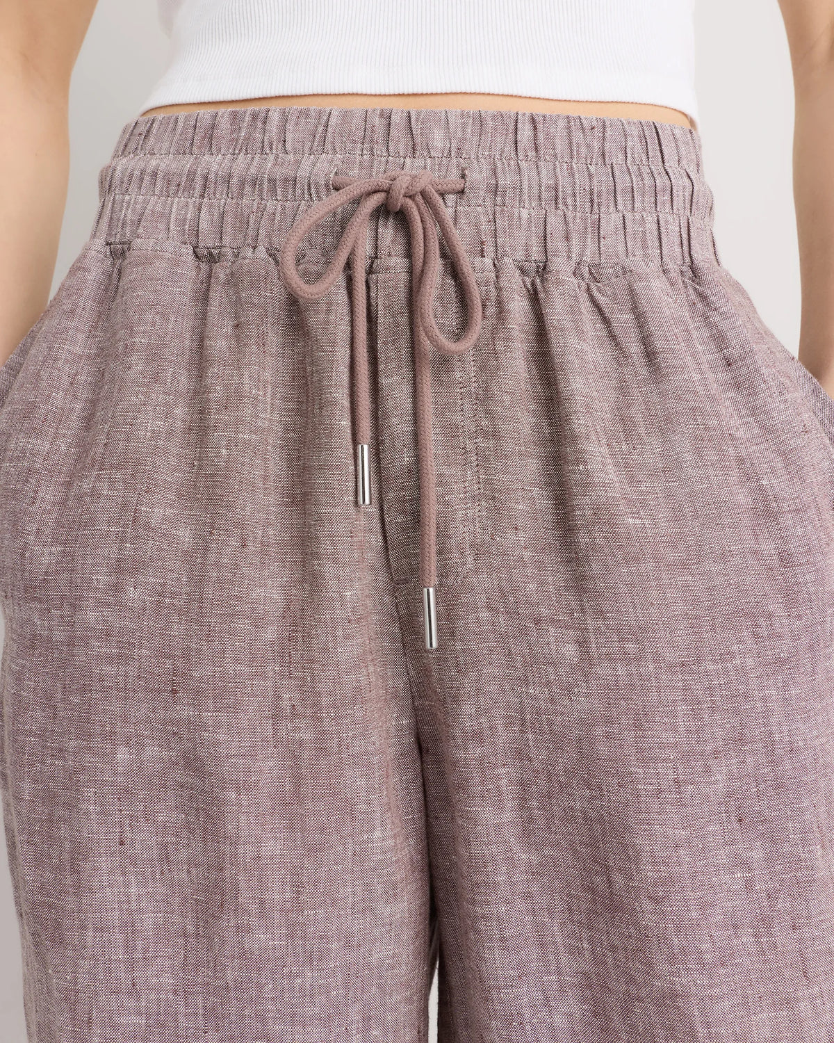 100% European Linen Wide Leg Pants - XS / Flax