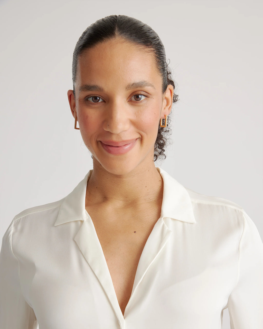 Rectangle Block Hoops - One Size / Gold Vermeil