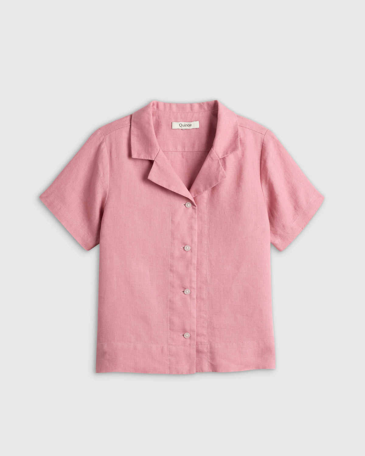 100% European Linen Short Sleeve Camp Shirt - 8 / Mauve Mist Main image