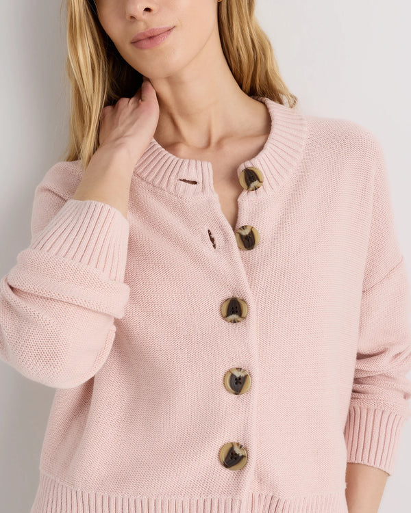100% Organic Cotton Cropped Cardigan - XS / Heather Brown