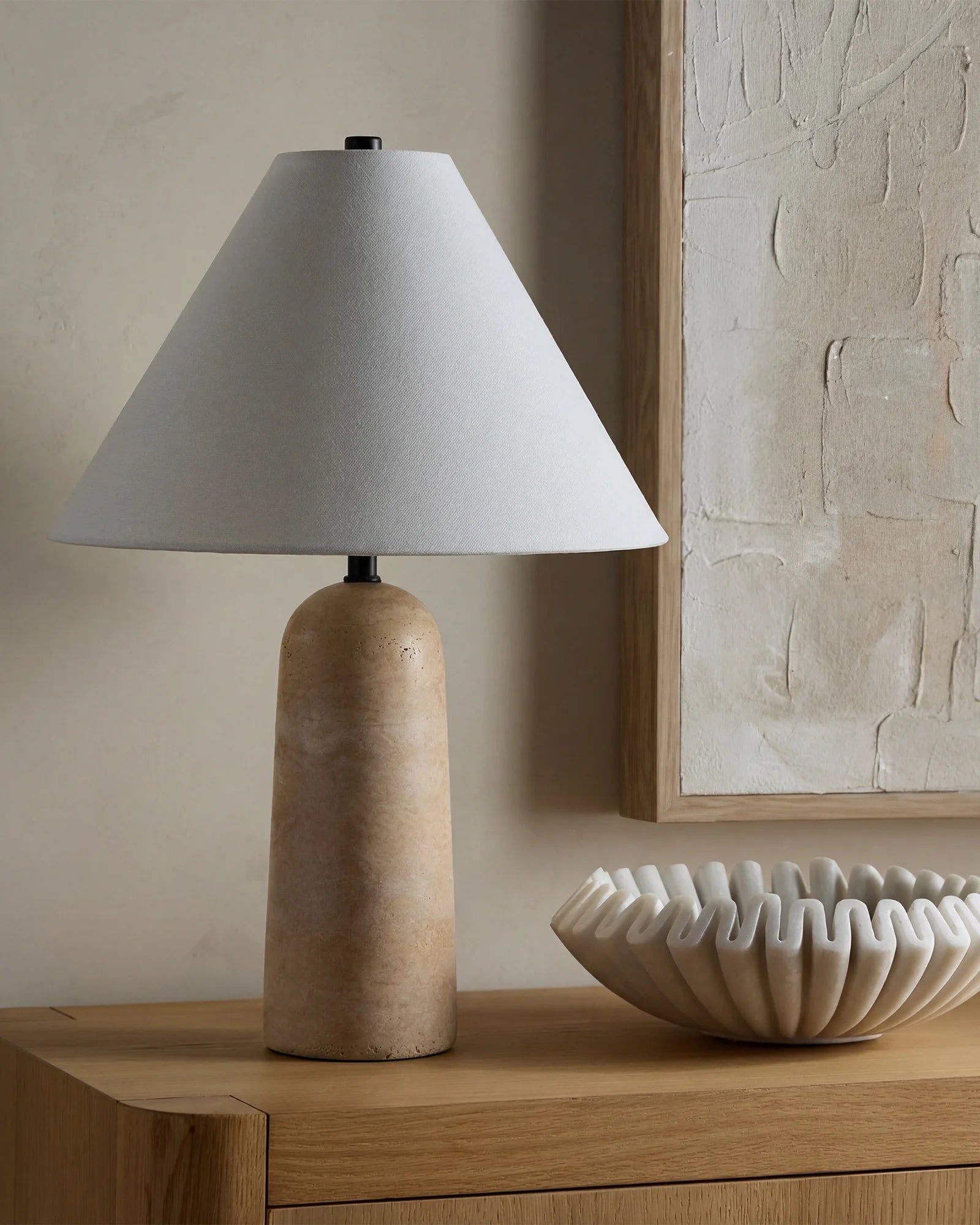 Travertine Table Lamp - Dome / Beige Secondary image