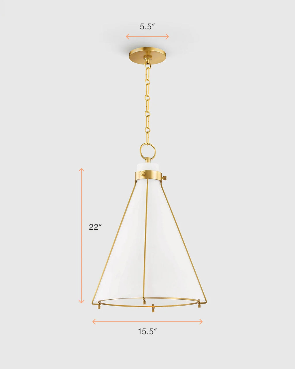 Iron and Opal Glass Conical Pendant Light - One Size / Brass