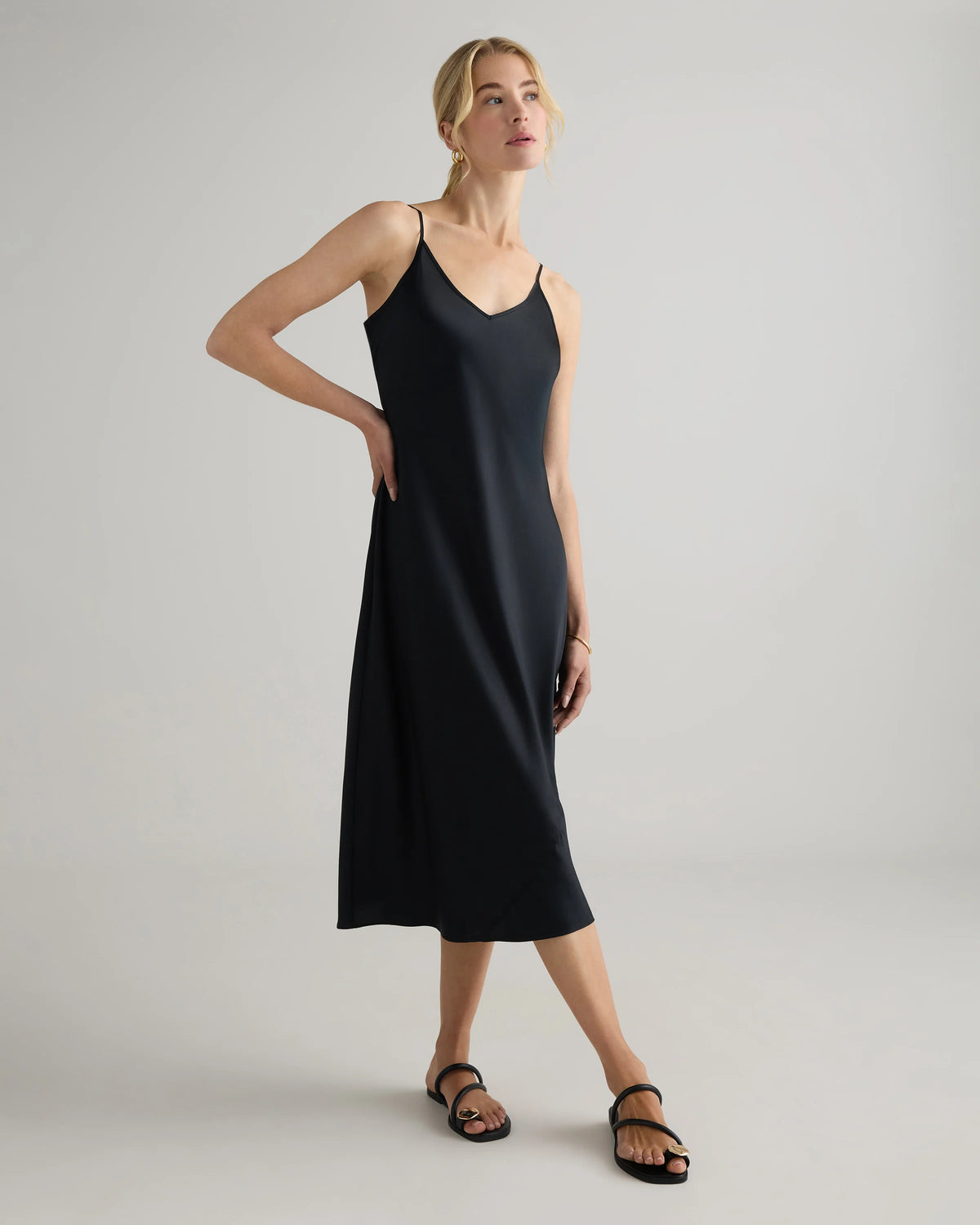 100% Washable Silk Slip Dress - XS / Black