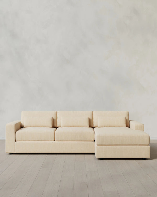 Ashford Deep Seat Chaise Sectional in Performance Chenille Linen Blend - 119" Right Arm / Ink