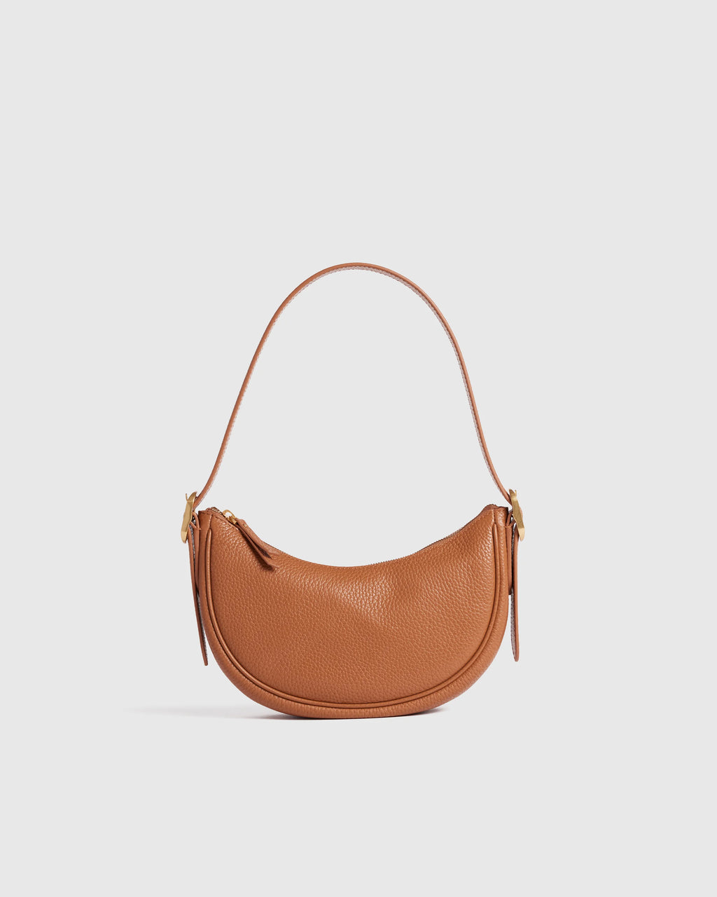 Italian Leather Mini Crescent Shoulder Bag - One Size / Espresso Brown