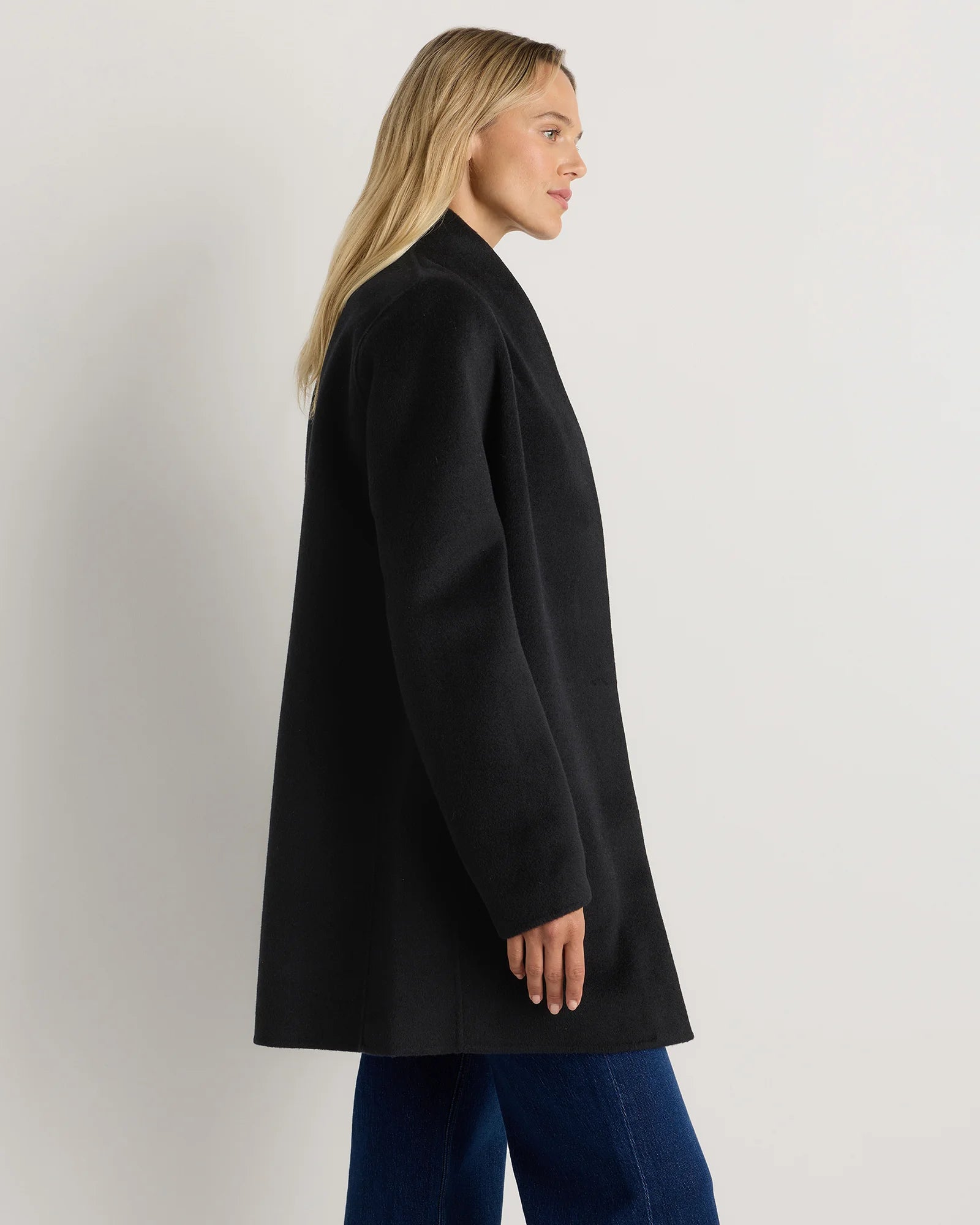 100% Mongolian Cashmere Double-Faced Cocoon Coat - XS / Black Secondary image