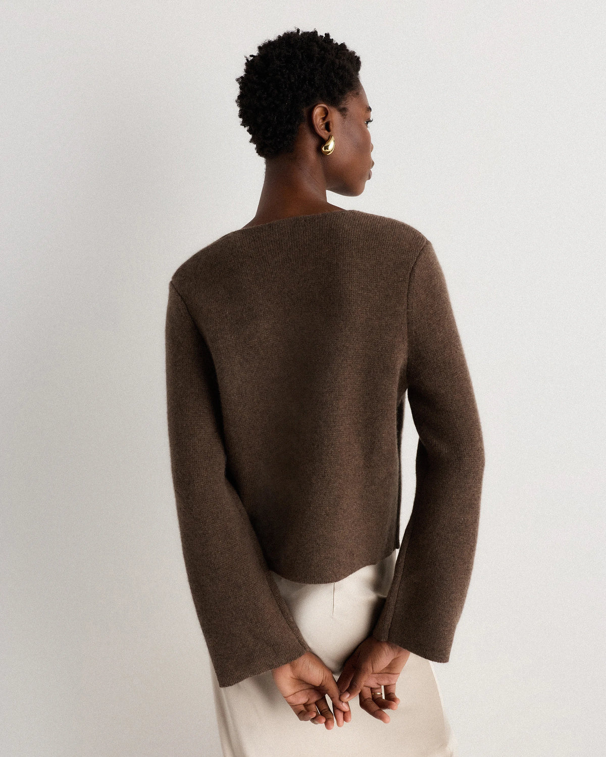 Mongolian Cashmere Structured V-Neck Cardigan - XS / Black
