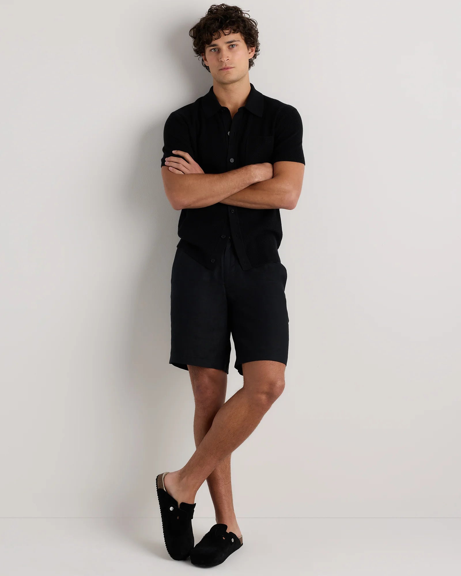 100% European Linen Shorts - 9" - S / Black Secondary image