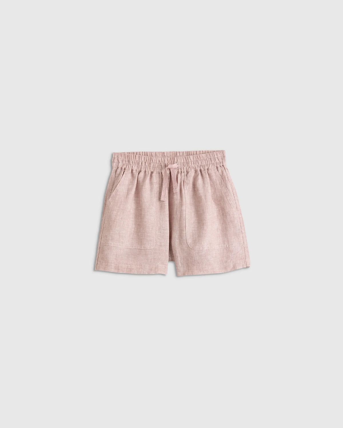 100% European Linen Drawstring Shorts - 6 / Vintage Pink Chambray Main image