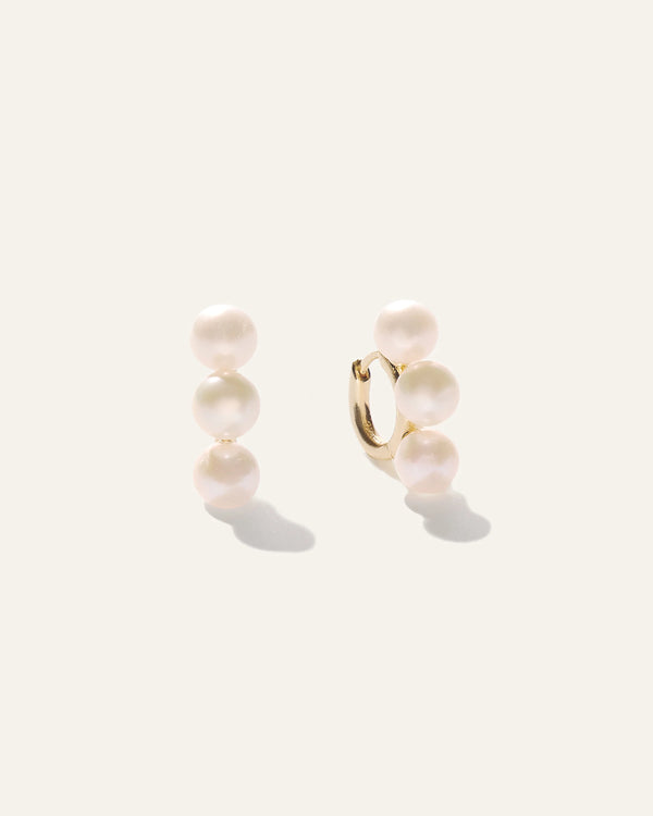 Triple Freshwater Pearl Hoops - One Size / Gold Vermeil