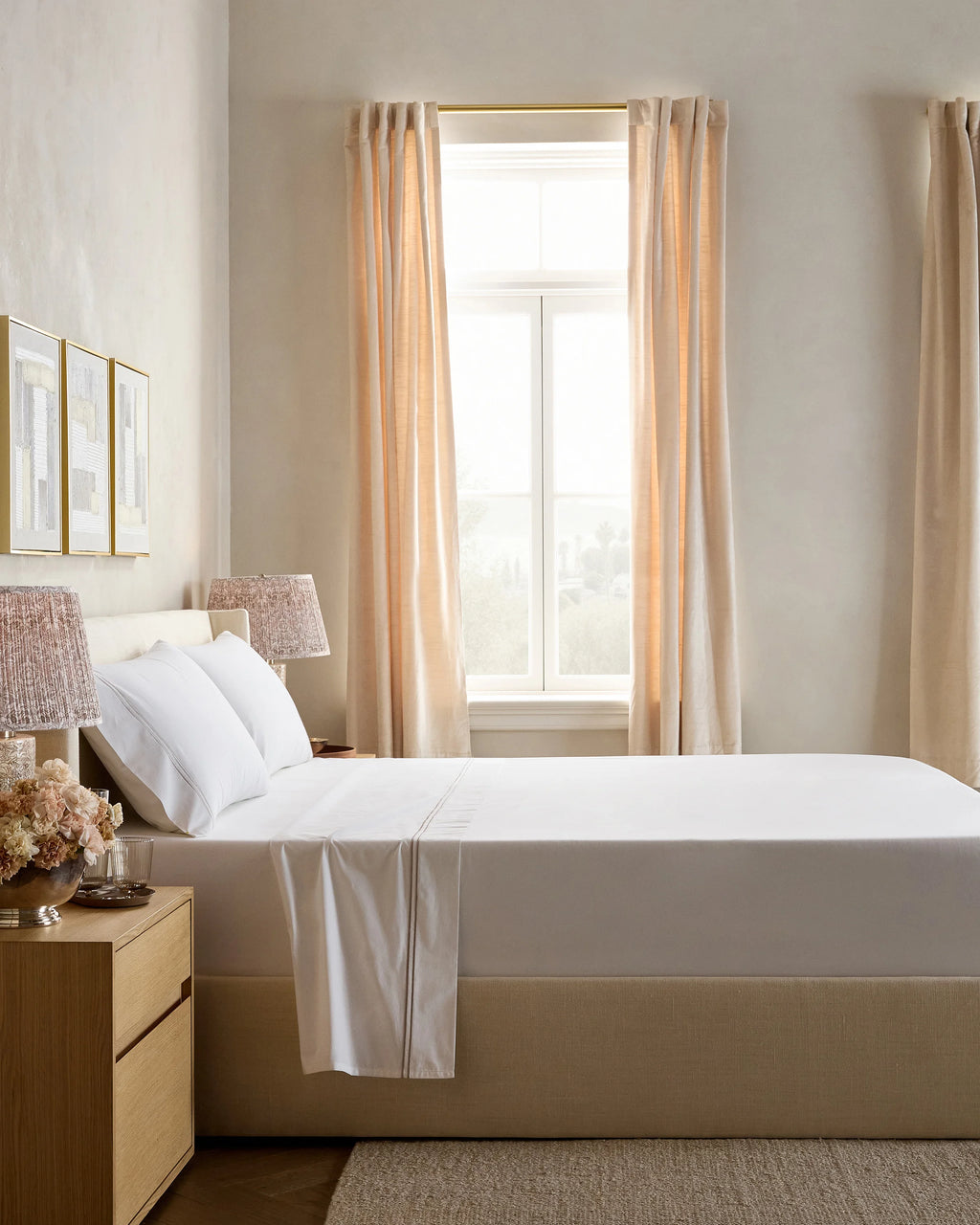Organic Crisp Percale Embellished Deluxe Bedding Bundle - Twin / White/Navy