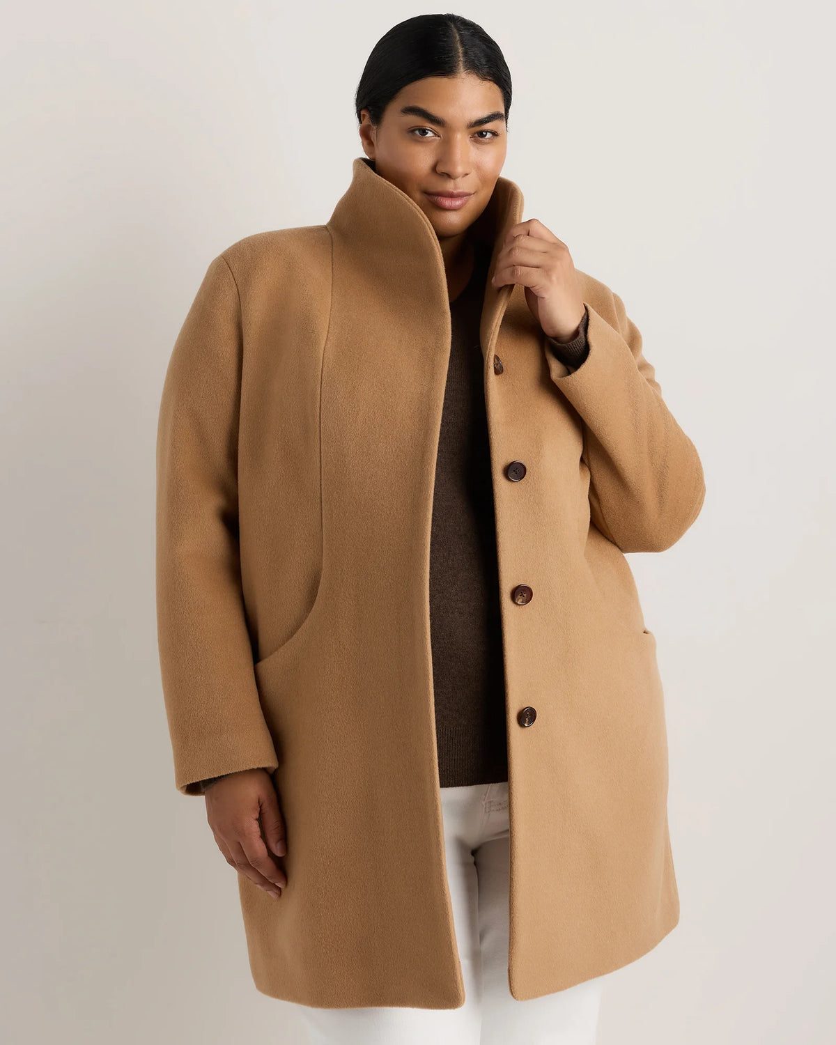 Wool Cashmere Cocoon Coat - 1X / Caramel Main image