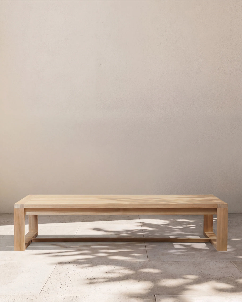 Linear Solid Teak Outdoor Coffee Table - One Size / Natural Teak