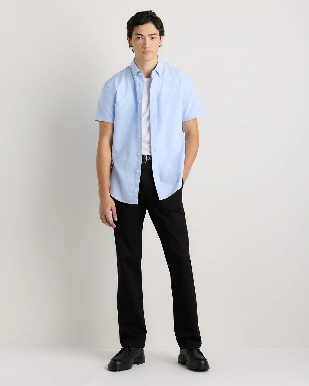 100% Organic Cotton Short Sleeve Oxford Shirt - S / Dark Coal