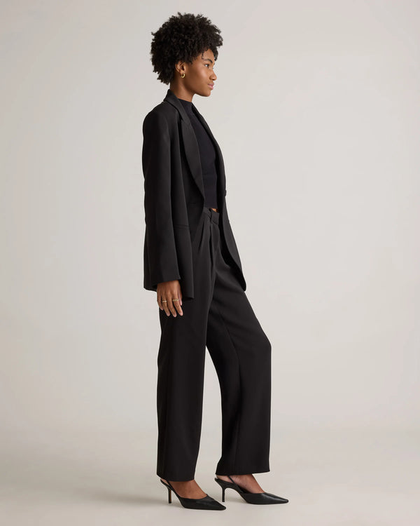 Stretch Crepe Relaxed Double-Breasted Blazer - XS / Sand