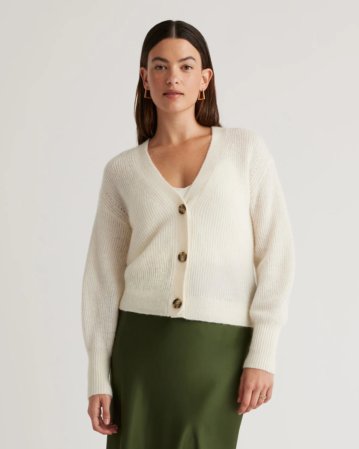 Baby Alpaca-Wool Cropped Cardigan - XS / Ivory Main image