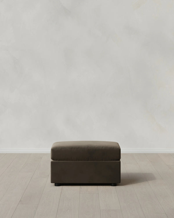 Brennan Ottoman in Performance Velvet - One Size / Taupe