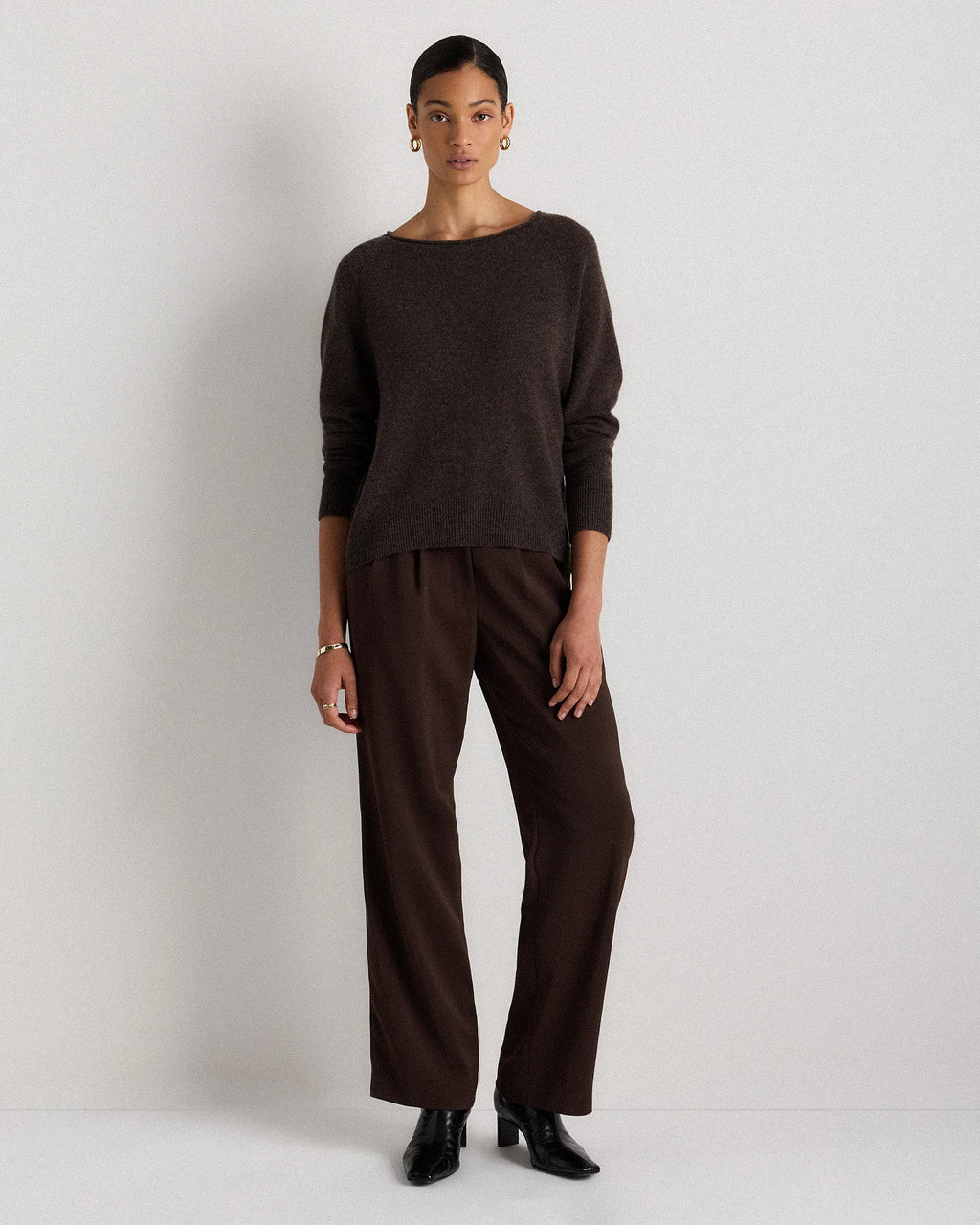 Mongolian Cashmere Boatneck Sweater - XS / Black