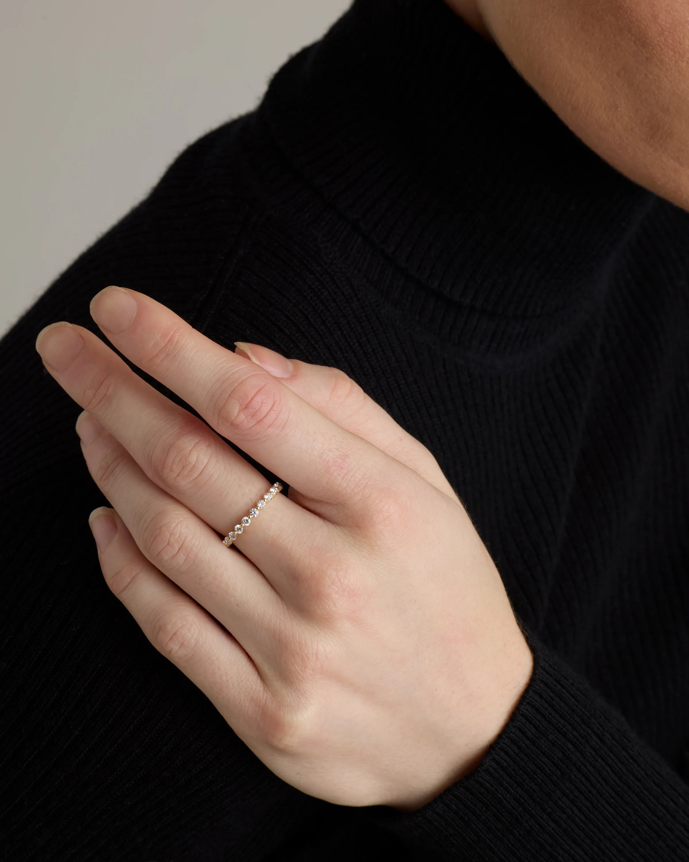 Lab Grown Diamond Single Shared Prong Eternity Band - 5 / Yellow Gold Secondary image