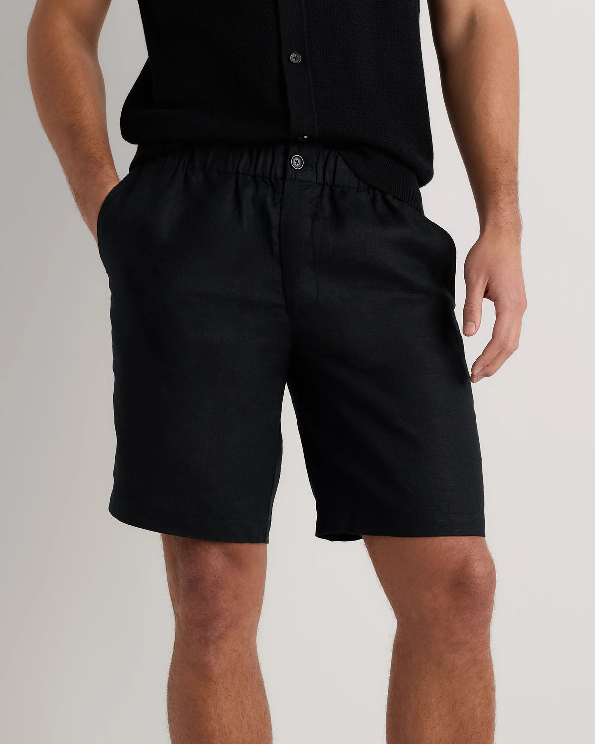 100% European Linen Shorts - 9" - S / Black Main image