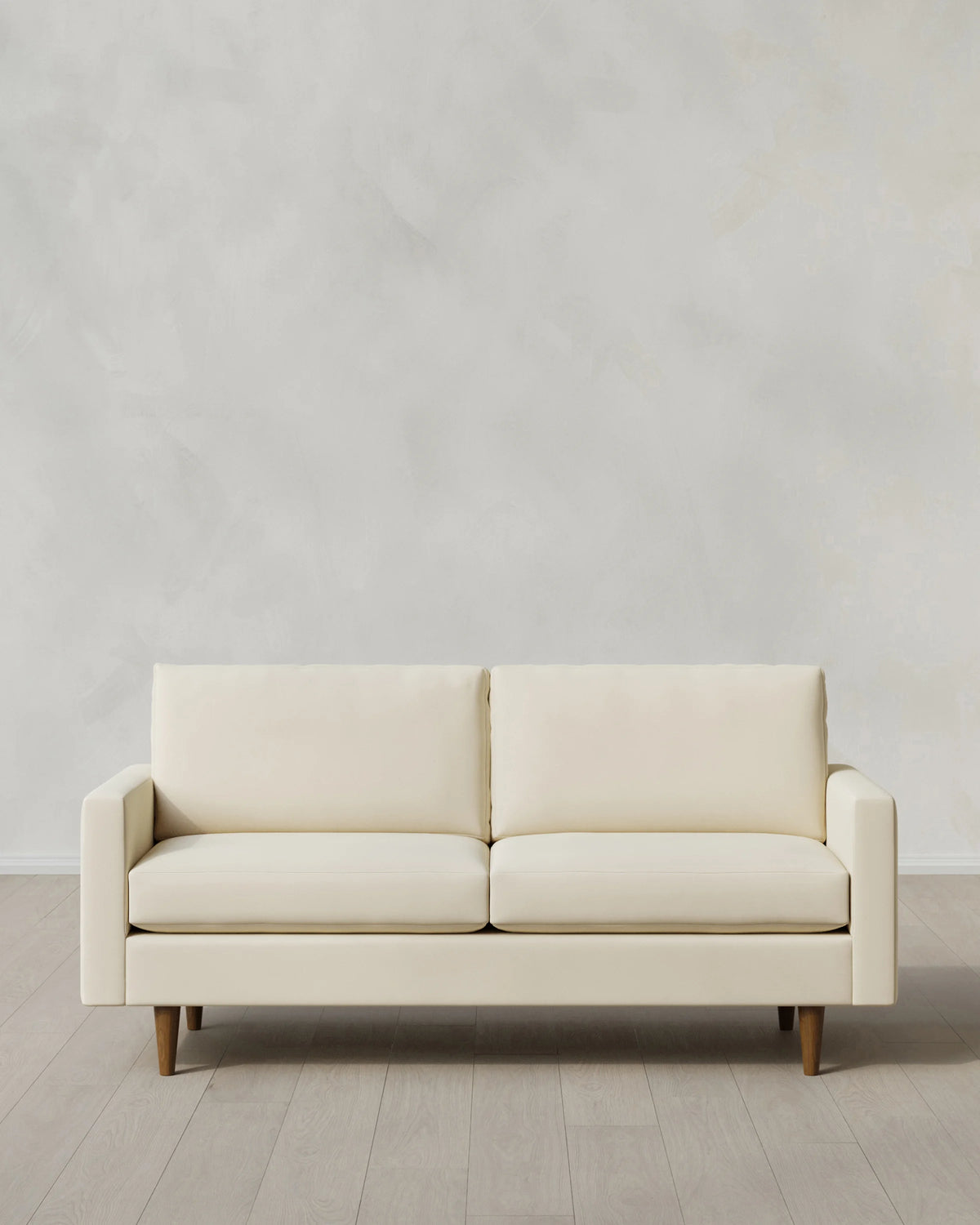 Atlas Midcentury Sofa in Performance Velvet - 6ft / Ivory Main image
