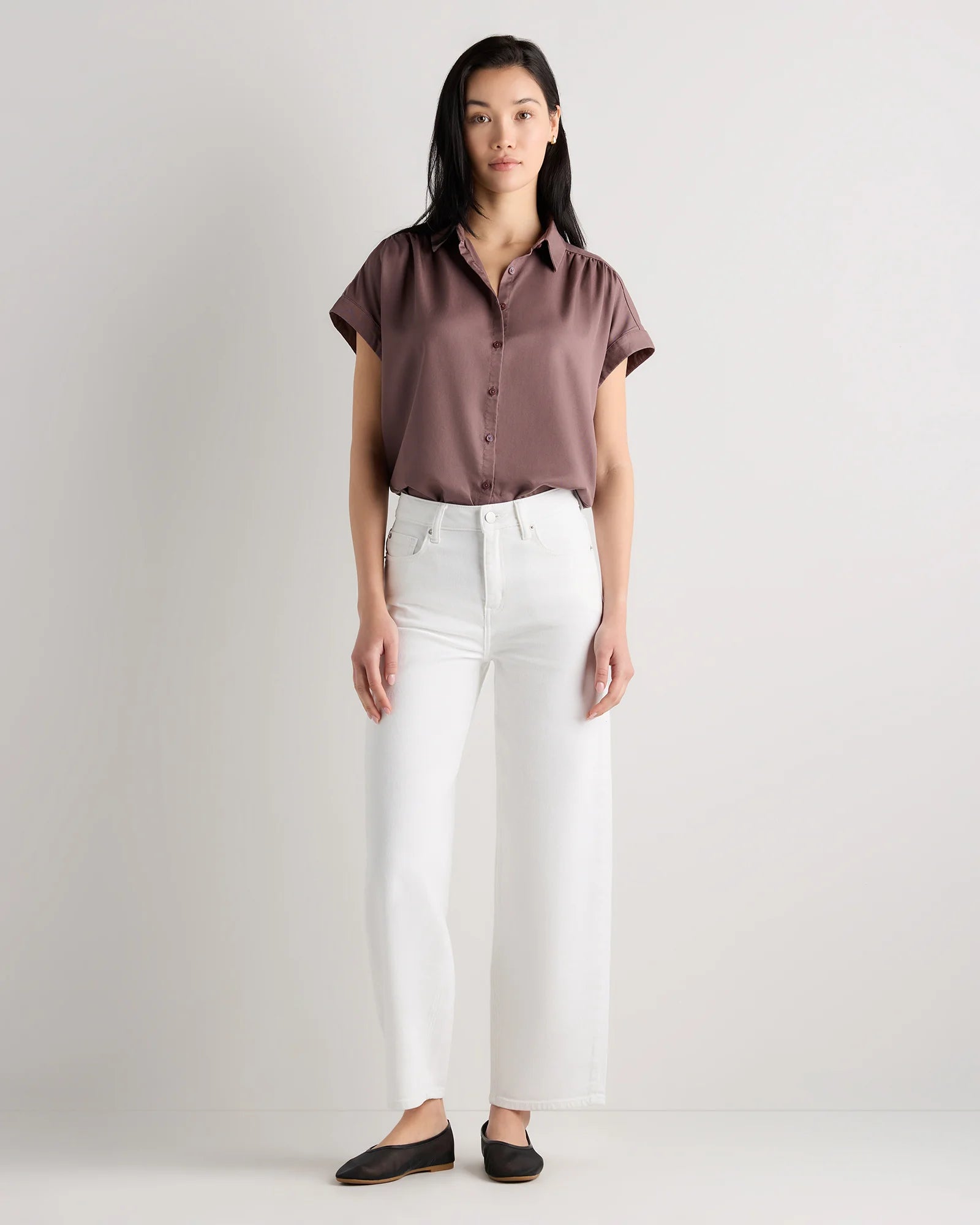 Vintage Wash Tencel Camp Shirt - XS / Taupe Brown Secondary image
