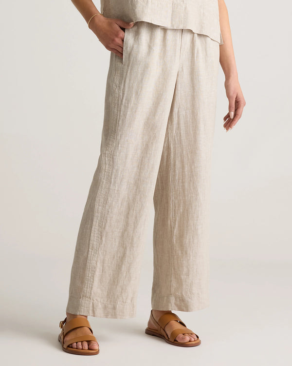 100% European Linen Wide Leg Pants - XS / Flax