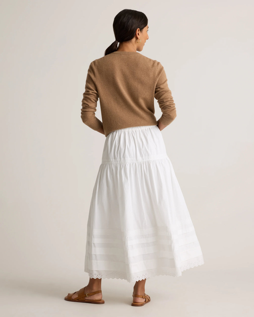 100% Organic Cotton Poplin Pintuck Maxi Skirt - XS / Black
