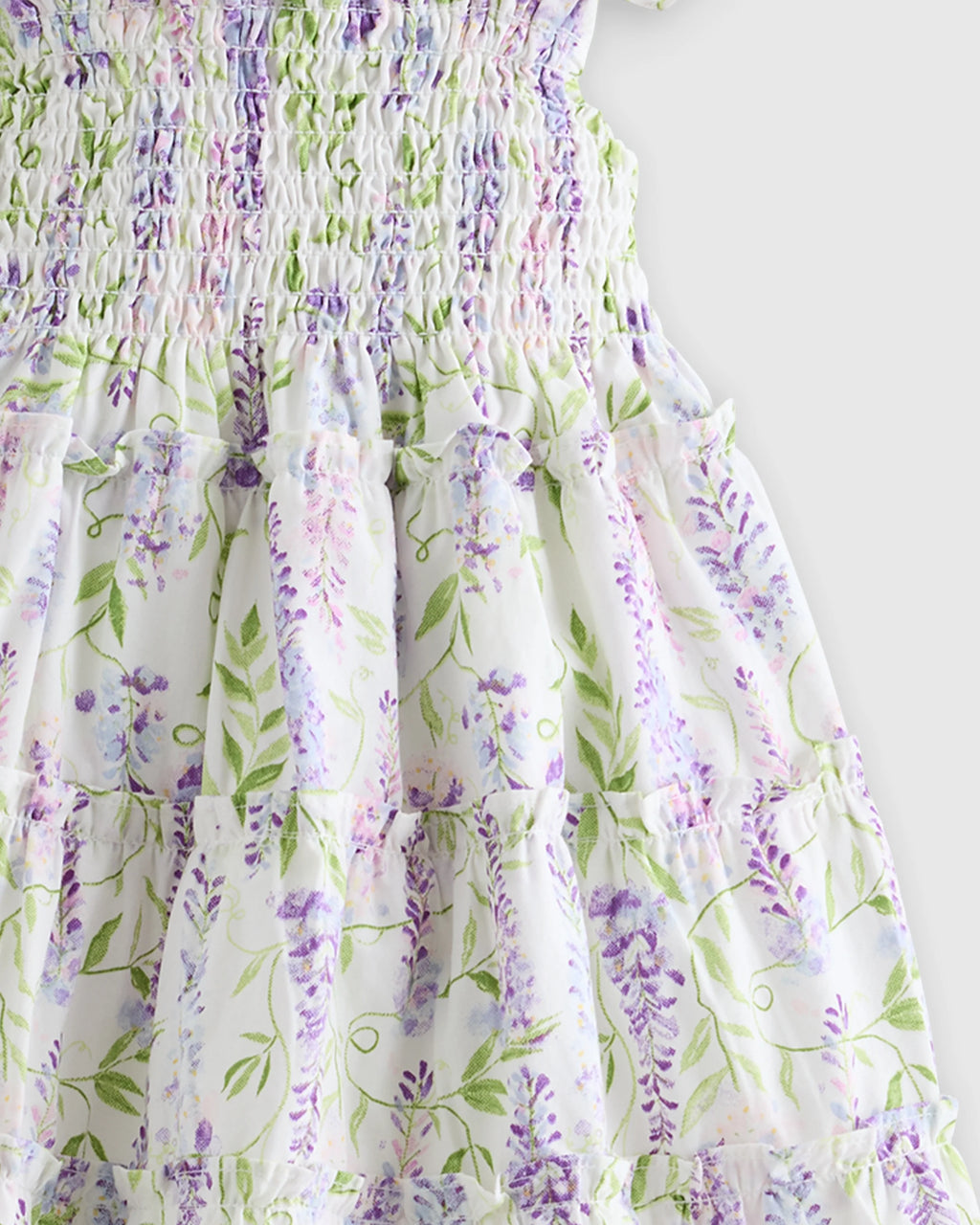 100% Organic Cotton Poplin Smocked Dress - 3-6M / Wisteria Floral