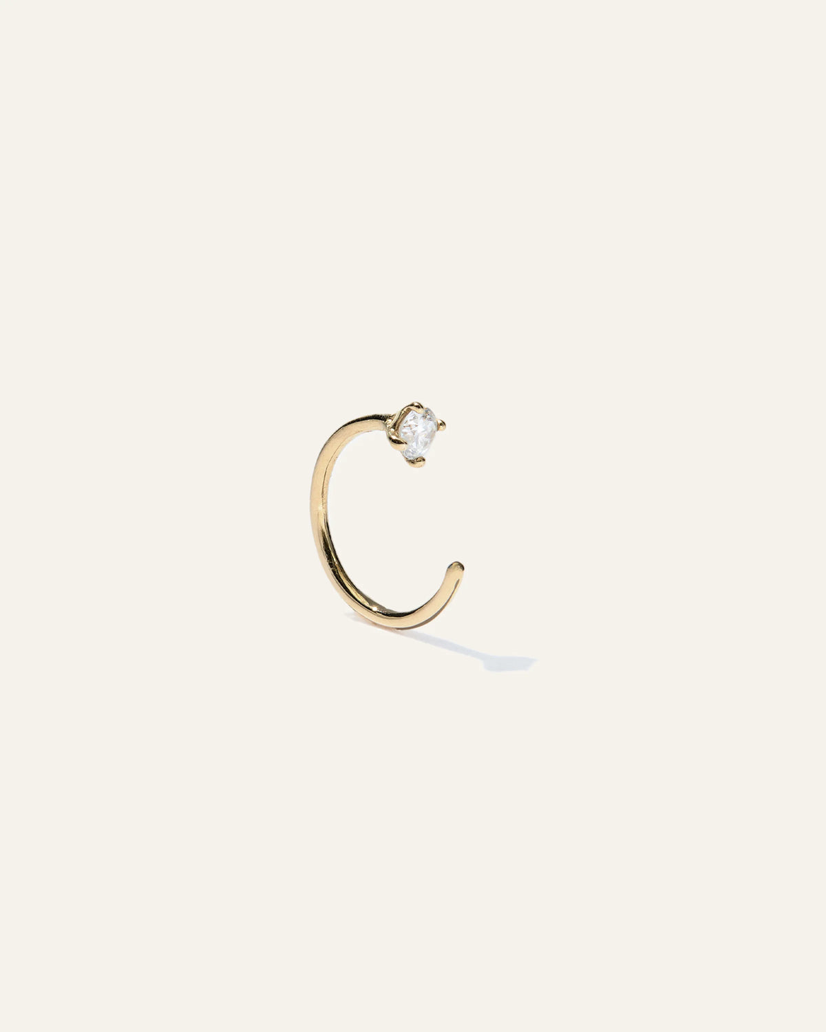 14K Gold Diamond Single Open Reverse Huggie - One Size / Yellow Gold Main image
