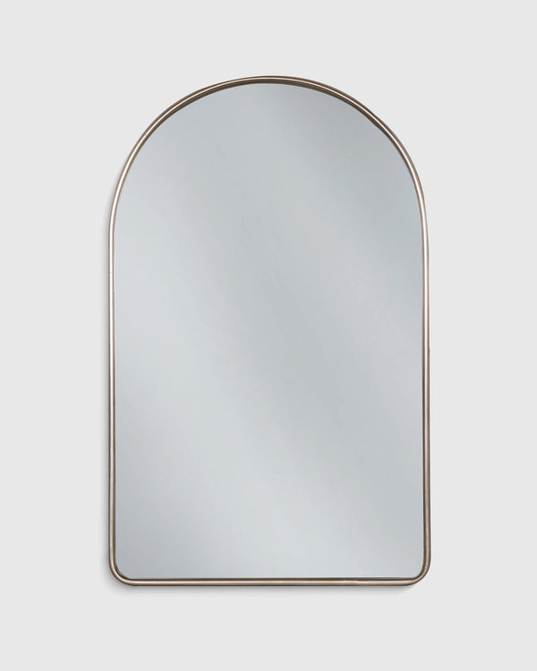 Arched Metal Framed Wall Mirror - One Size / Silver Metal Frame