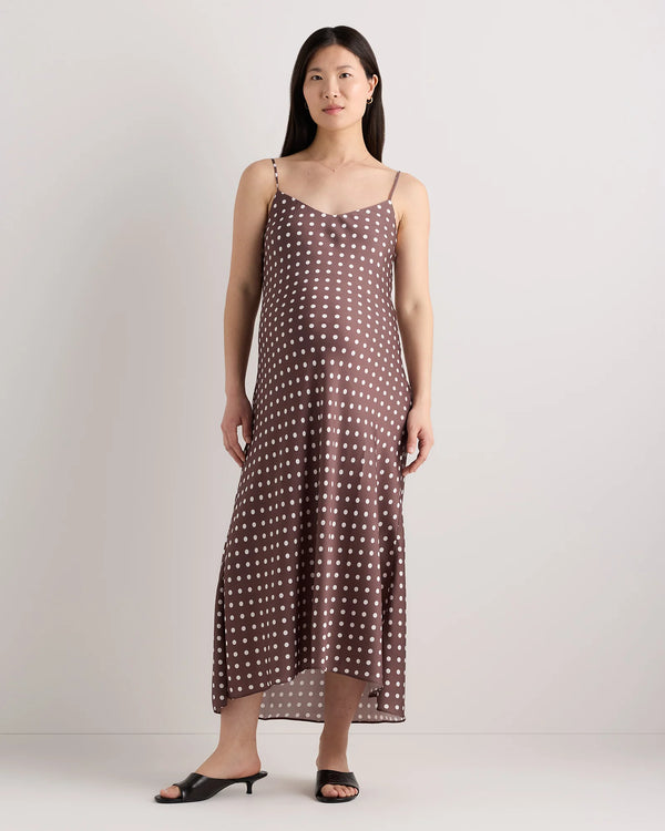 Washable Stretch Silk Maternity Slip Dress - XS / Moonstone Blue Heirloom Floral
