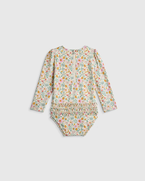 Long Sleeve Tie One-Piece Swimsuit - 2T / Soft Ditsy Floral