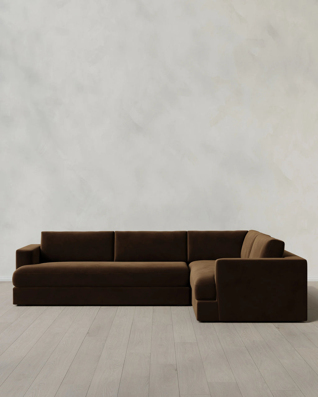 Sierra Curved Arm L Sectional in Performance Velvet - Right Arm / Sable