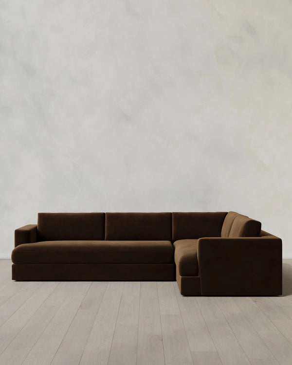 Sierra Curved Arm L Sectional in Performance Velvet - Right Arm / Sable