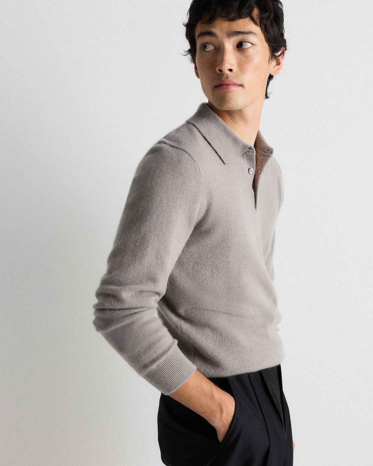 Mongolian Cashmere Polo Sweater - S / True Navy