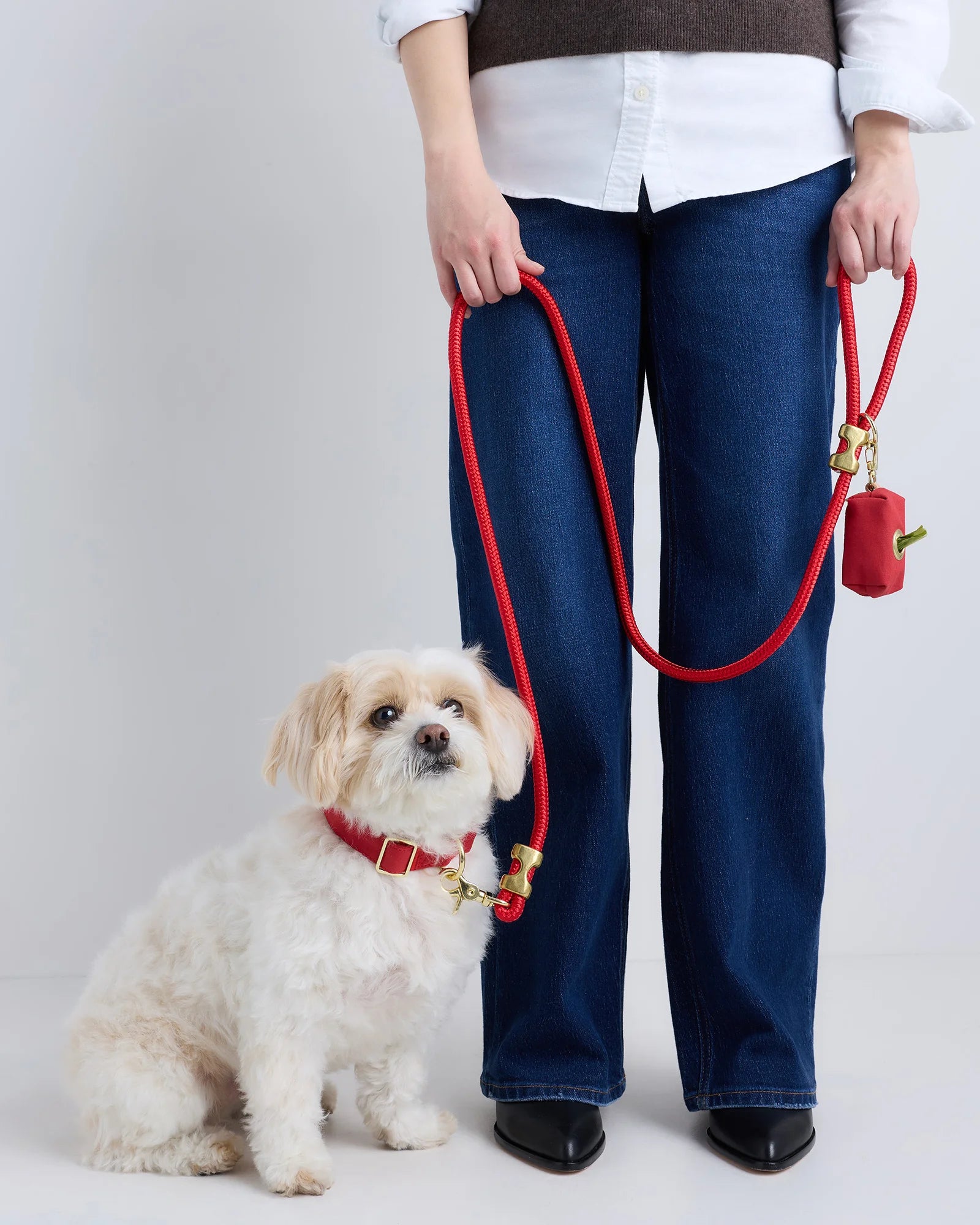 100% Cotton-Wrapped Nylon Dog Collar Walk Kit - XS / Ruby Secondary image