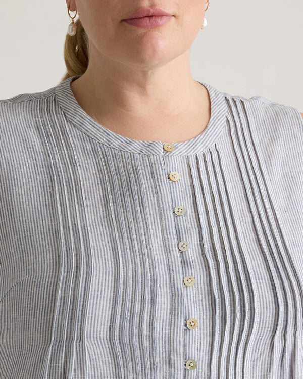 100% European Linen Sleeveless Swing Dress - 1X / Bayberry Olive