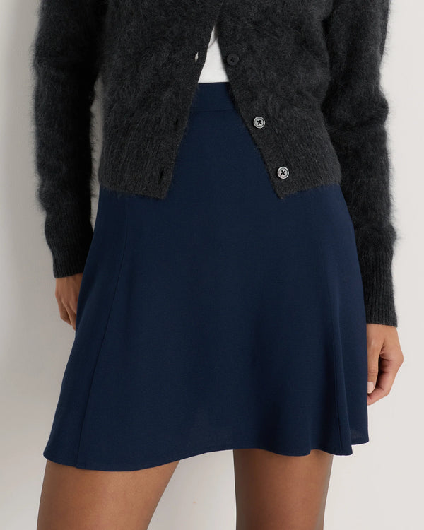 Lightweight Crepe A-Line Mini Skirt - XS / Moonstone Blue
