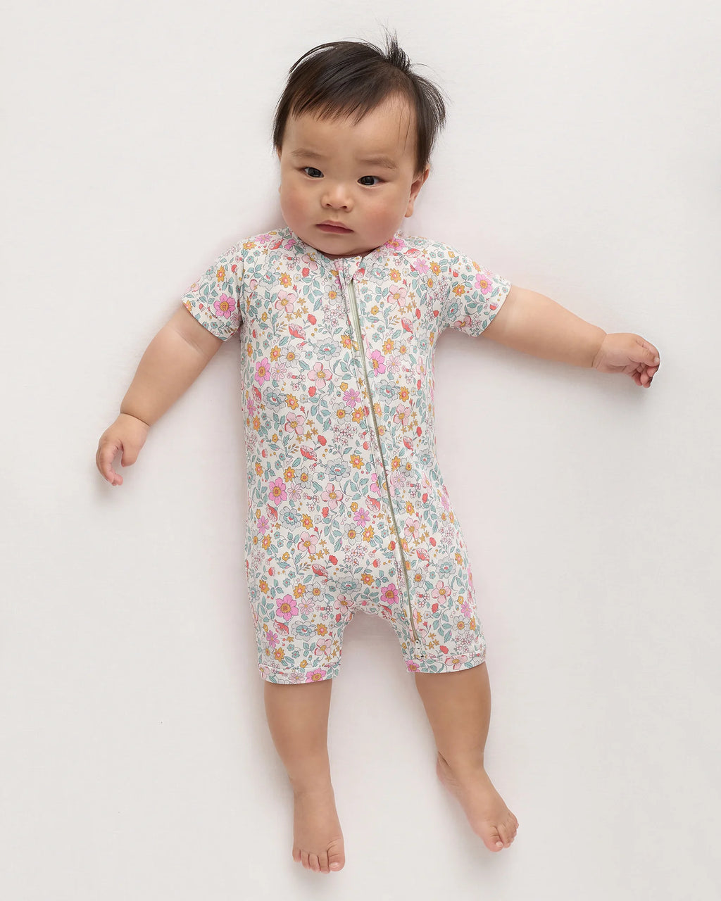 Bamboo Shortie Onesie Pajama - 0-3M / Blue Cars