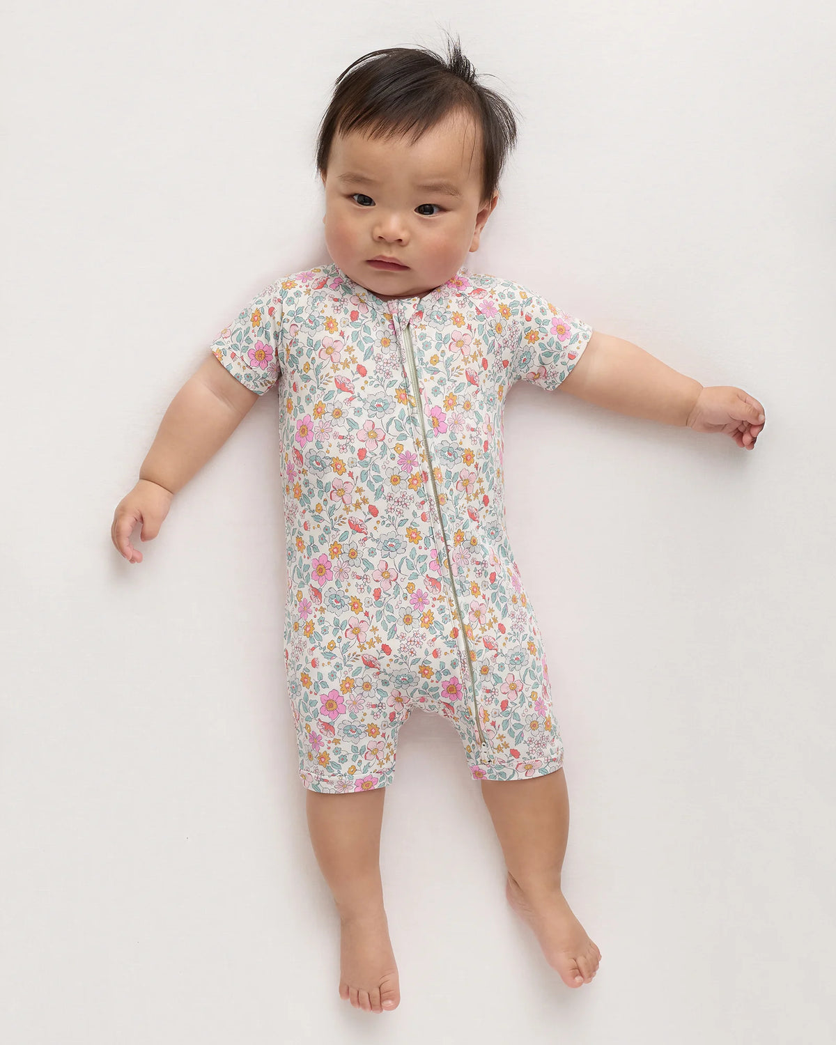 Bamboo Shortie Onesie Pajama - 0-3M / Blue Cars