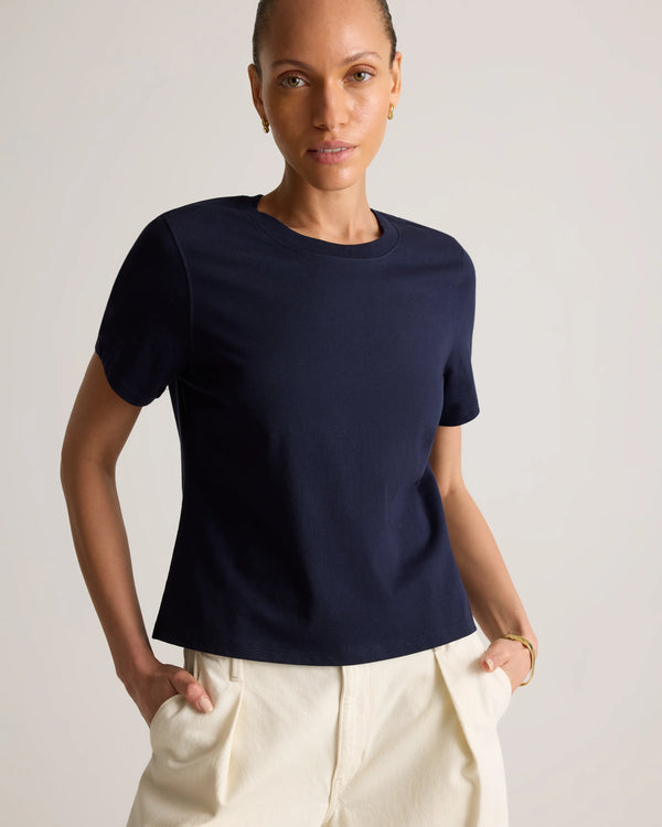 100% Organic Cotton Boxy Crewneck Tee - XS / Shell Pink