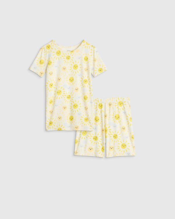 Bamboo Short Sleeve and Shorts Pajama Set - 6 / Lavender Hearts