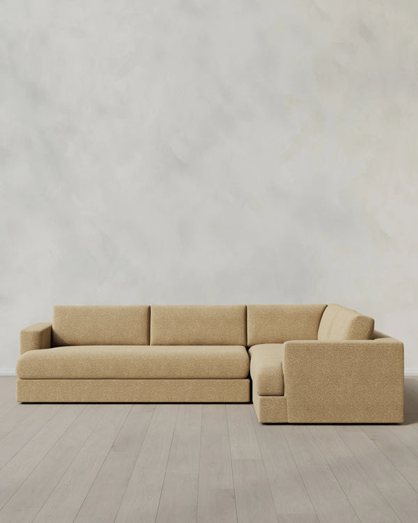 Sierra Curved Arm L Sectional in Performance Boucle - Right Arm / Mushroom