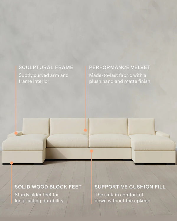 Stillman U Sectional in Performance Velvet - One Size / Java