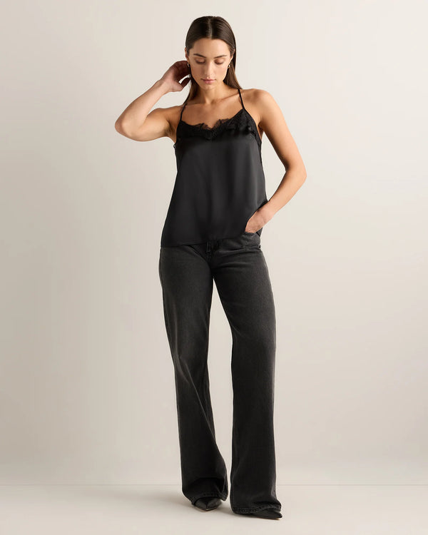 100% Washable Silk Lace Cami - XS / Black