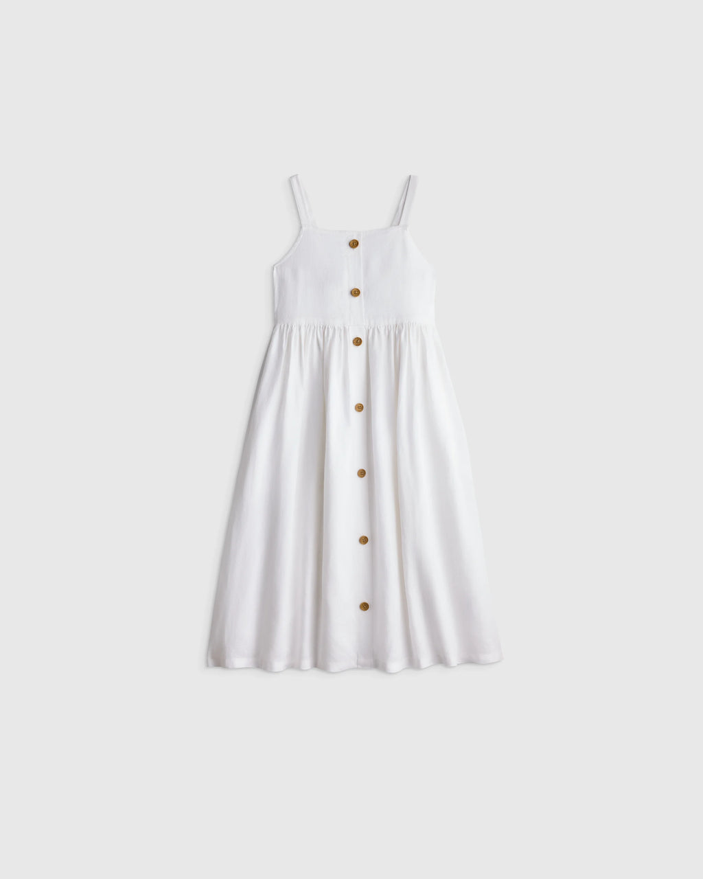 Girls Sleeveless 100% Linen Dress - 2T / White